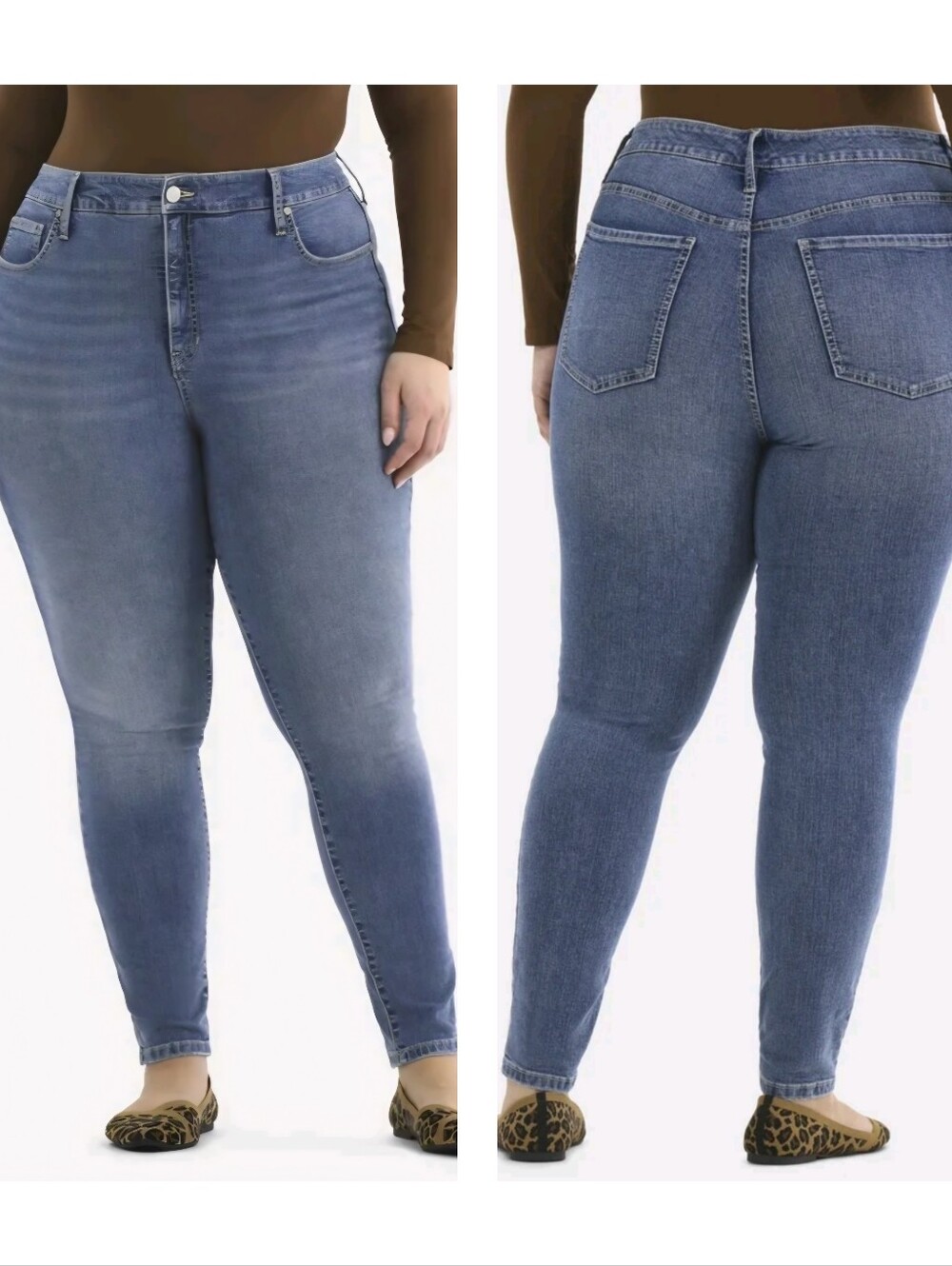Terra & Sky Women's Plus Size High Rise Skinny Jeans Size 26 W Vintage Medium Wa